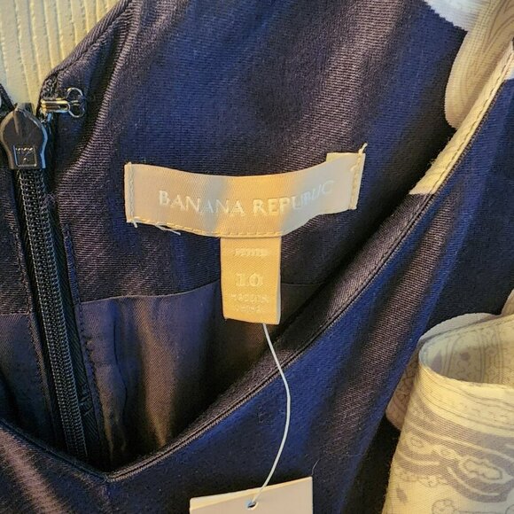 Banana Republic 10 Rayon Linen Sheath Dress Navy Floral Placement Print – EUC - Picture 4 of 9